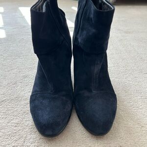 Rag & Bone Navy Suede Fold-Over Ankle Boots